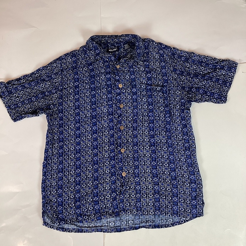 Puritan Mens Short Sleeve Button Up Shirt Size M Medium Top Colorful Collared